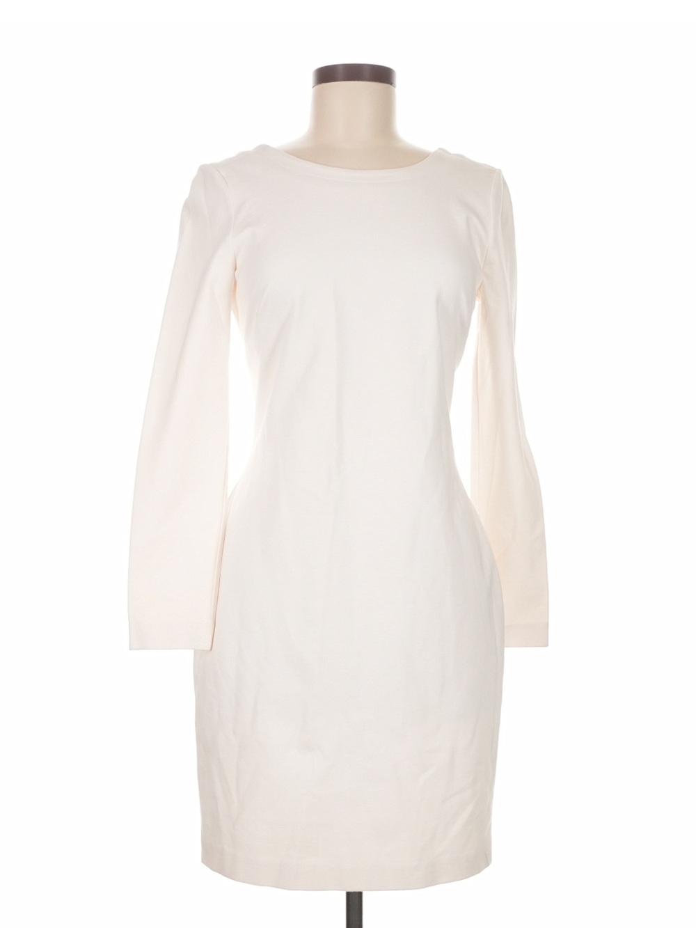 Banana Republic Ivory Long Sleeve V-Back Zip Sheath Dress Sz 8